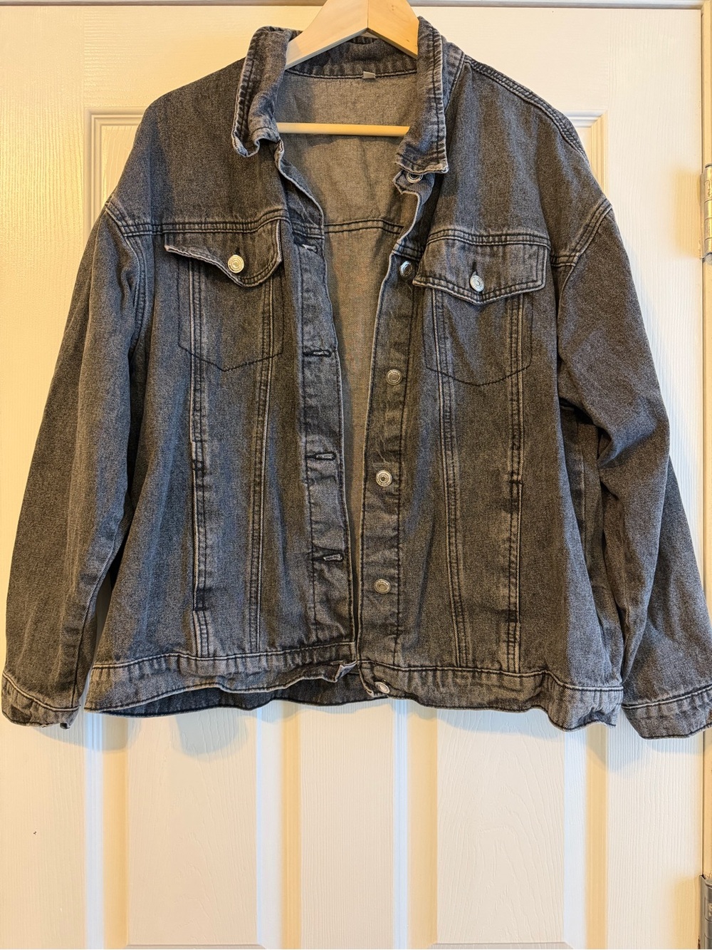 SHEIN Washed Grey Oversized Denim Jacket